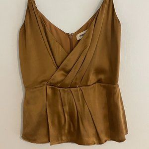 L’AGENCE Chiara Twist Tank Top Silk Wrap Gold Size S